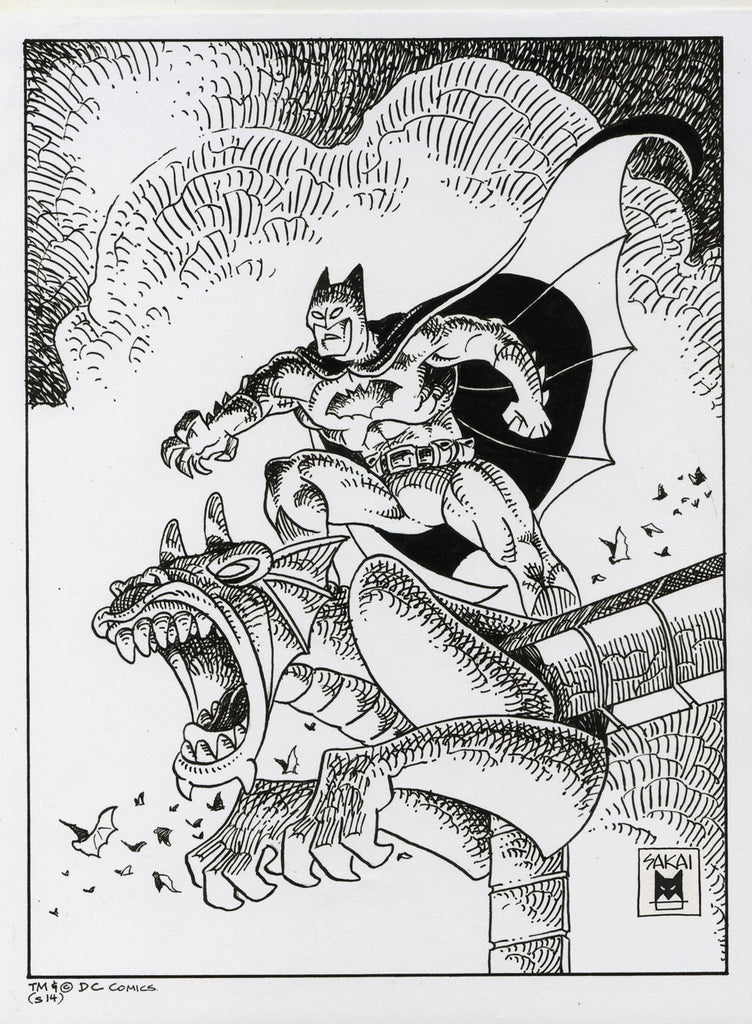 BATMAN ON GARGOYLE, Stan Sakaï - French Paper Art Club