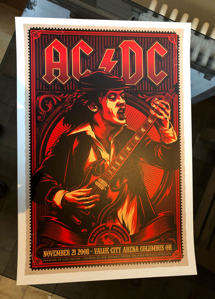 AC/DC par Ken Taylor, affiche de concert (Columbus OH, 2008). - French ...