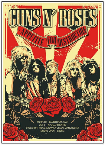 Guns N' Roses (Manchester, 1987), Band Posters - French Paper Art Club