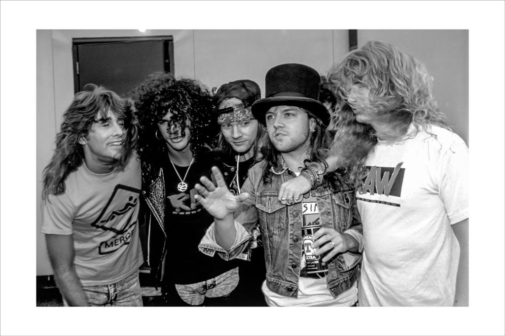 Lars Ulrich (Metallica), Slash & Axl Rose (Guns N' Roses), Dave Mustaine & Jeff Young (Megadeth), Donington 1988