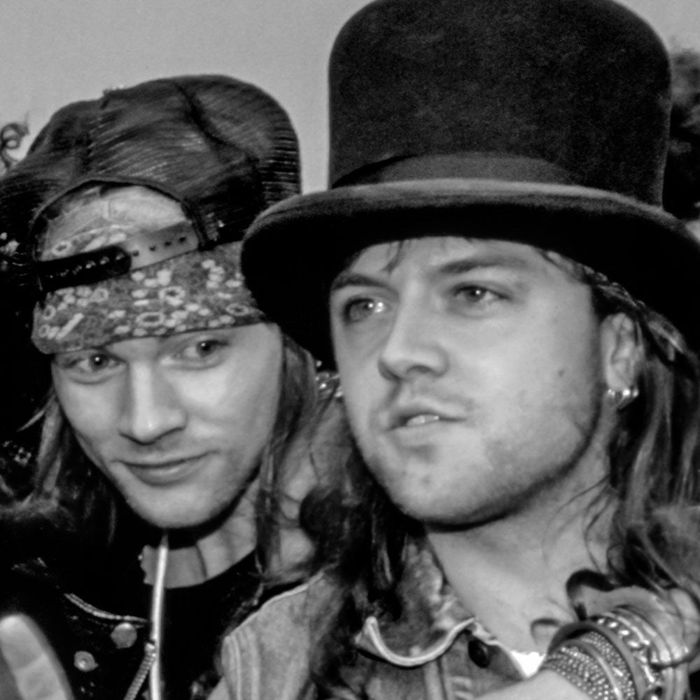 Lars Ulrich (Metallica), Slash & Axl Rose (Guns N' Roses), Dave Mustaine & Jeff Young (Megadeth), Donington 1988